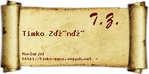 Timko Zénó névjegykártya